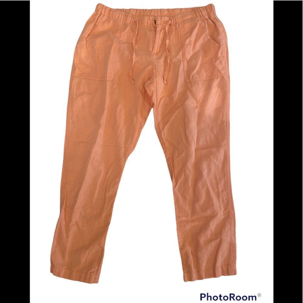 Columbia Orange Linen Cropped Drawstring Pants Size Medium-27